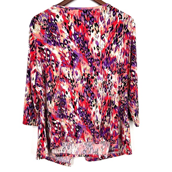 NWOT JMS Just My Size Plus 2X 18W 20W Stretchy Pink Purple Blouse Shirt Top - Picture 7 of 7